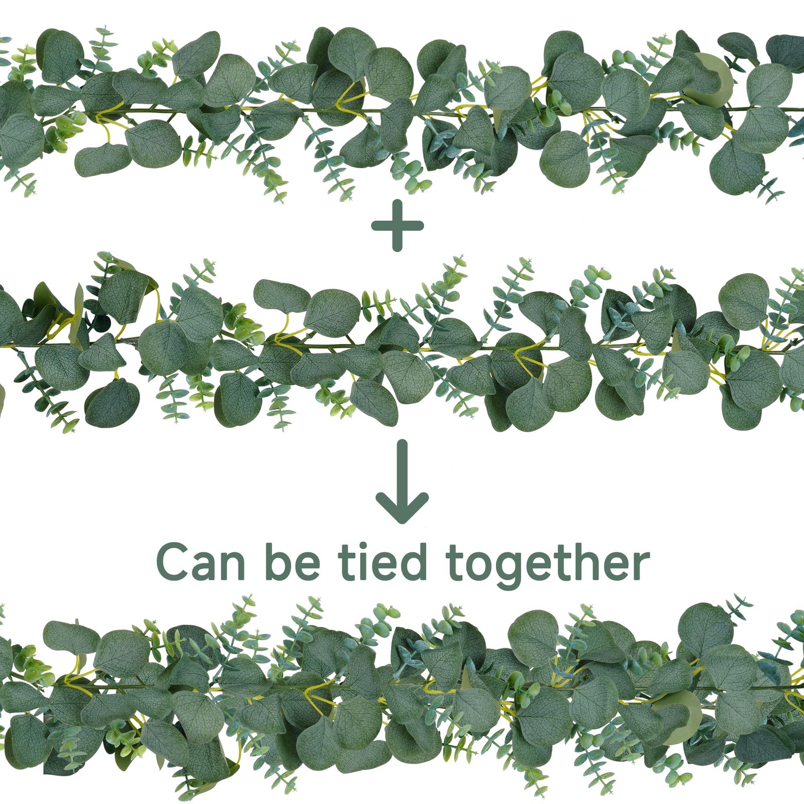 2 Pack Artificial Eucalyptus Garland, 5.5ft Faux Boxwood Eucalyptus Leaves Gr…