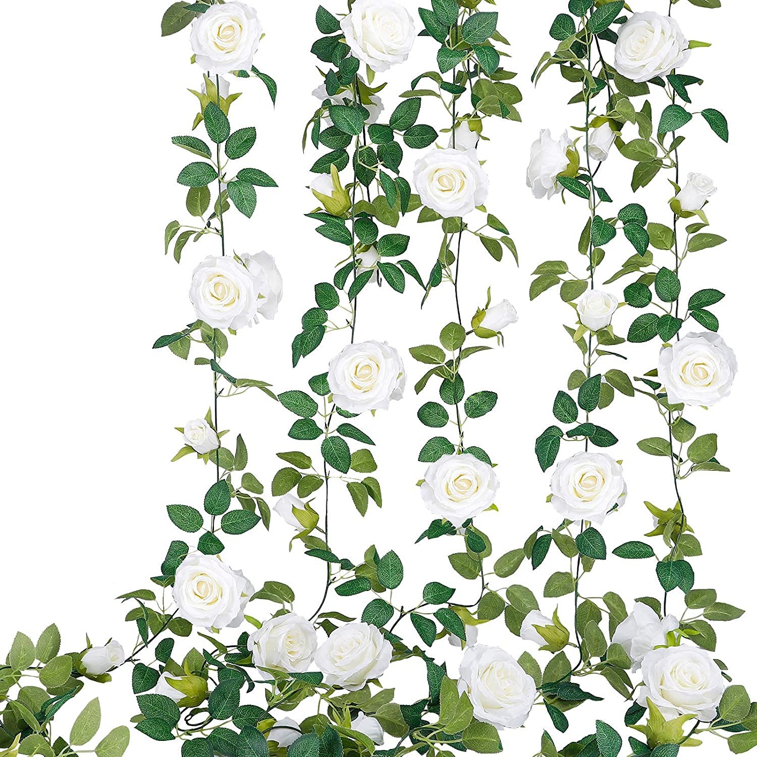 TELDRASSIL 4Pcs26 FT Artificial Rose Vine Fake Flower Garland Fake Silk Rose …