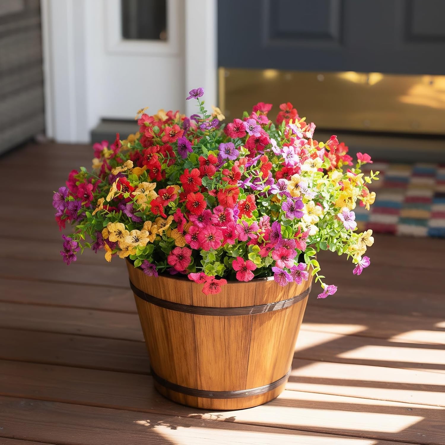 Artificial Outdoor Flowers UV Resistant Fake Plants Greenery 12 Bundles Faux
