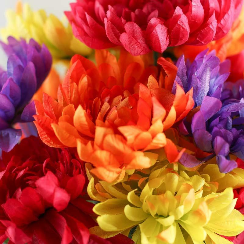Factory Direct Craft Bright Mixed Spring Colored Artificial Mum Floral Bush
