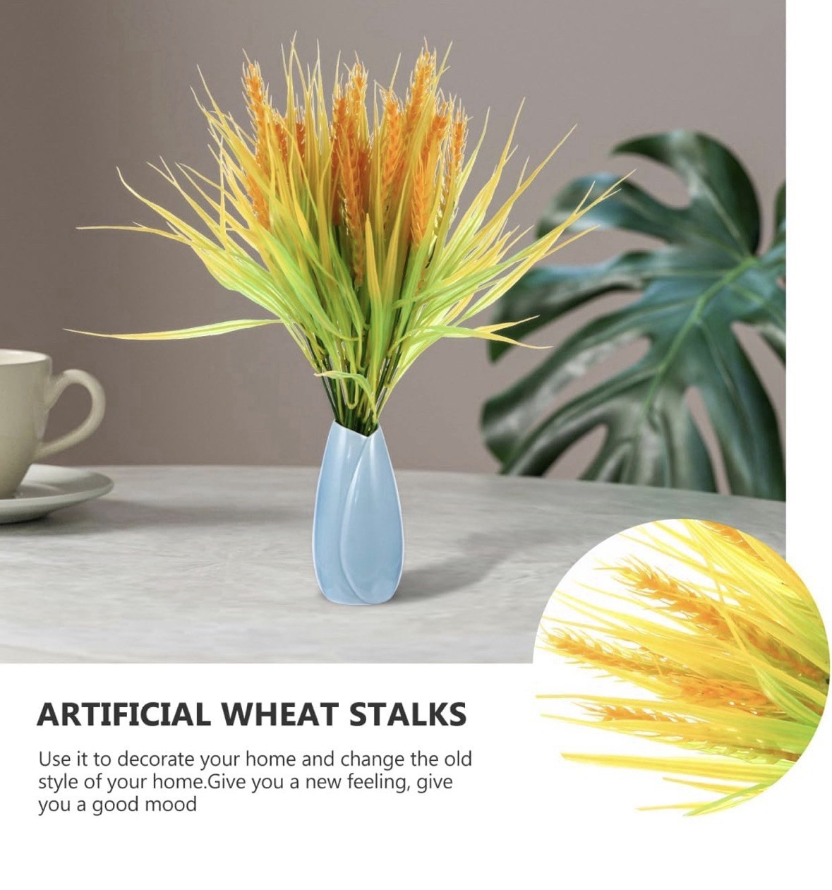 ABOOFAN 4 Pcs Artificial Wheat Stalks Realistic Simulated Wheat Ears, 14.56 inch