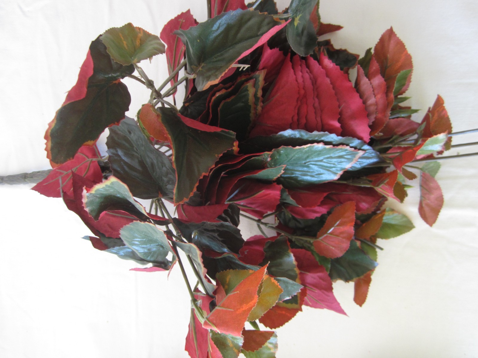 Lot of RED & GREEN Artificial Floral BUSH LEAVES Tree Branches Greenery Decor