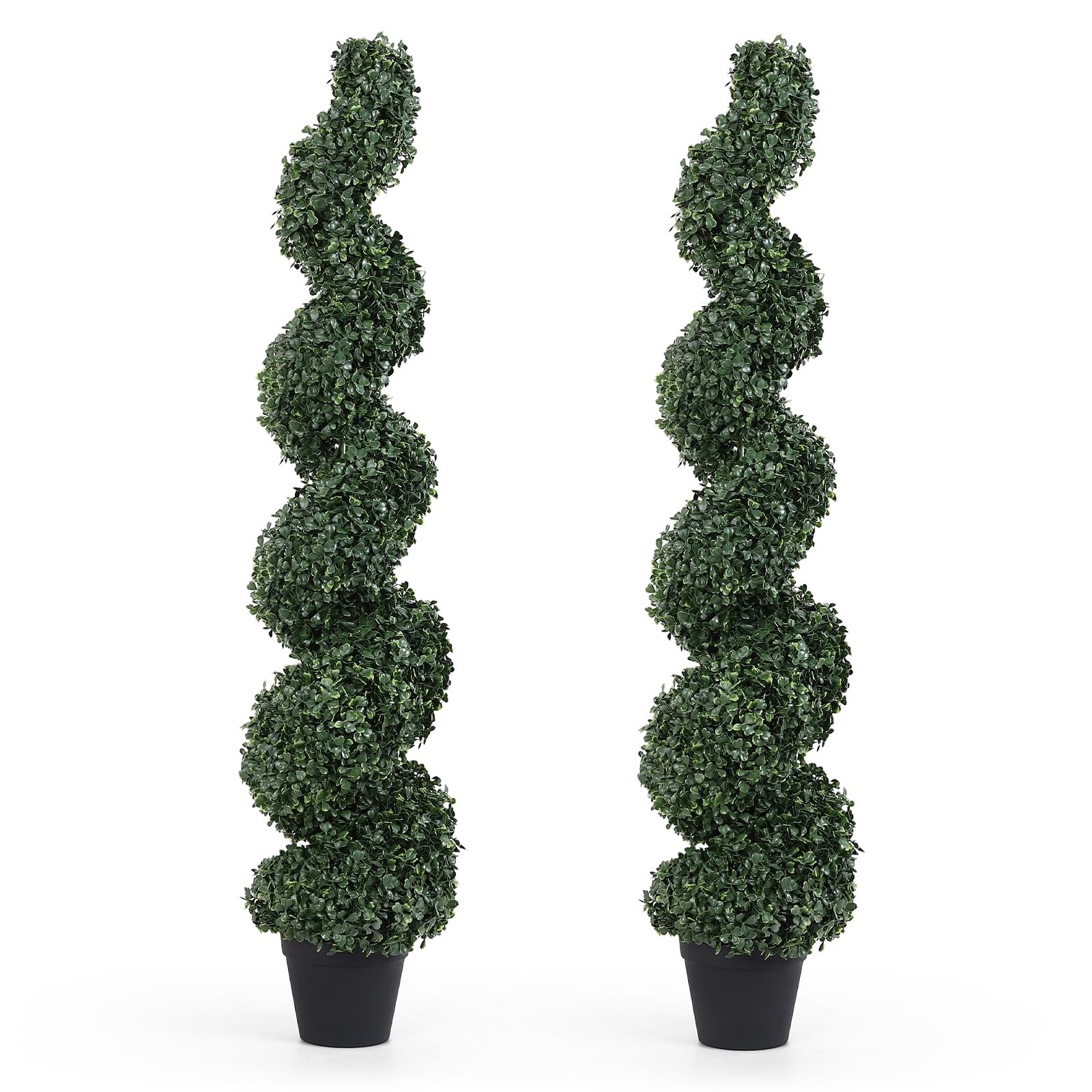 4ft Spiral Topiary Trees Artificial Set of 2 UV Resistant