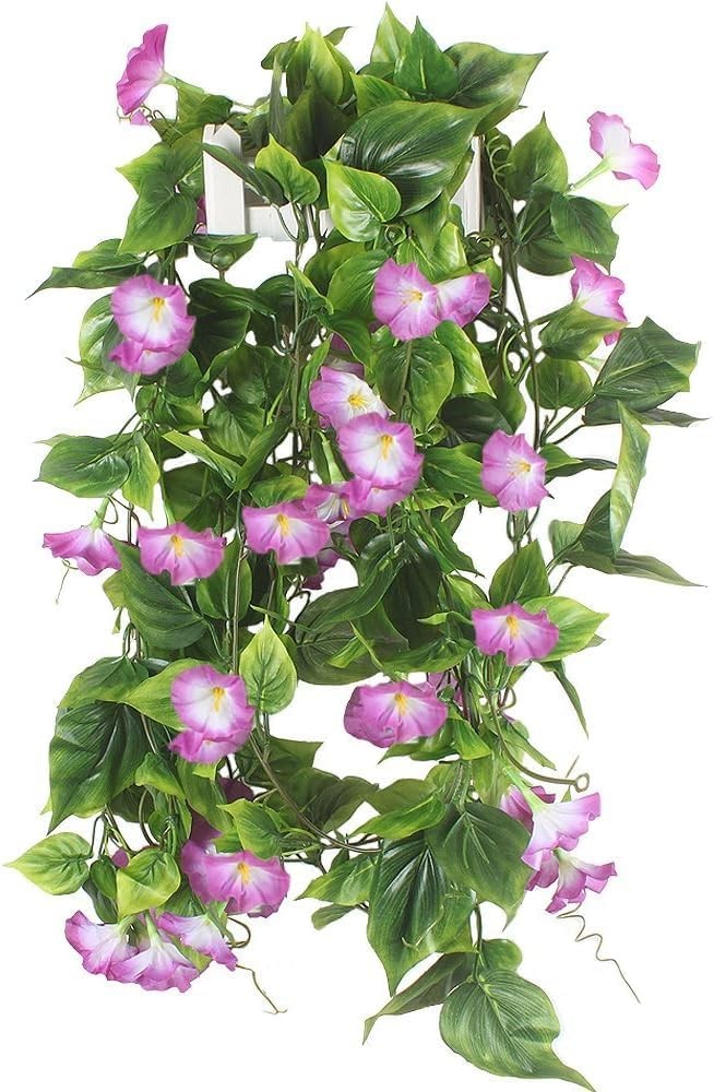 GTIDEA 2Pcs Artificial Vines,15Feet Hanging Plants Silk Morning Glory Garland Fa