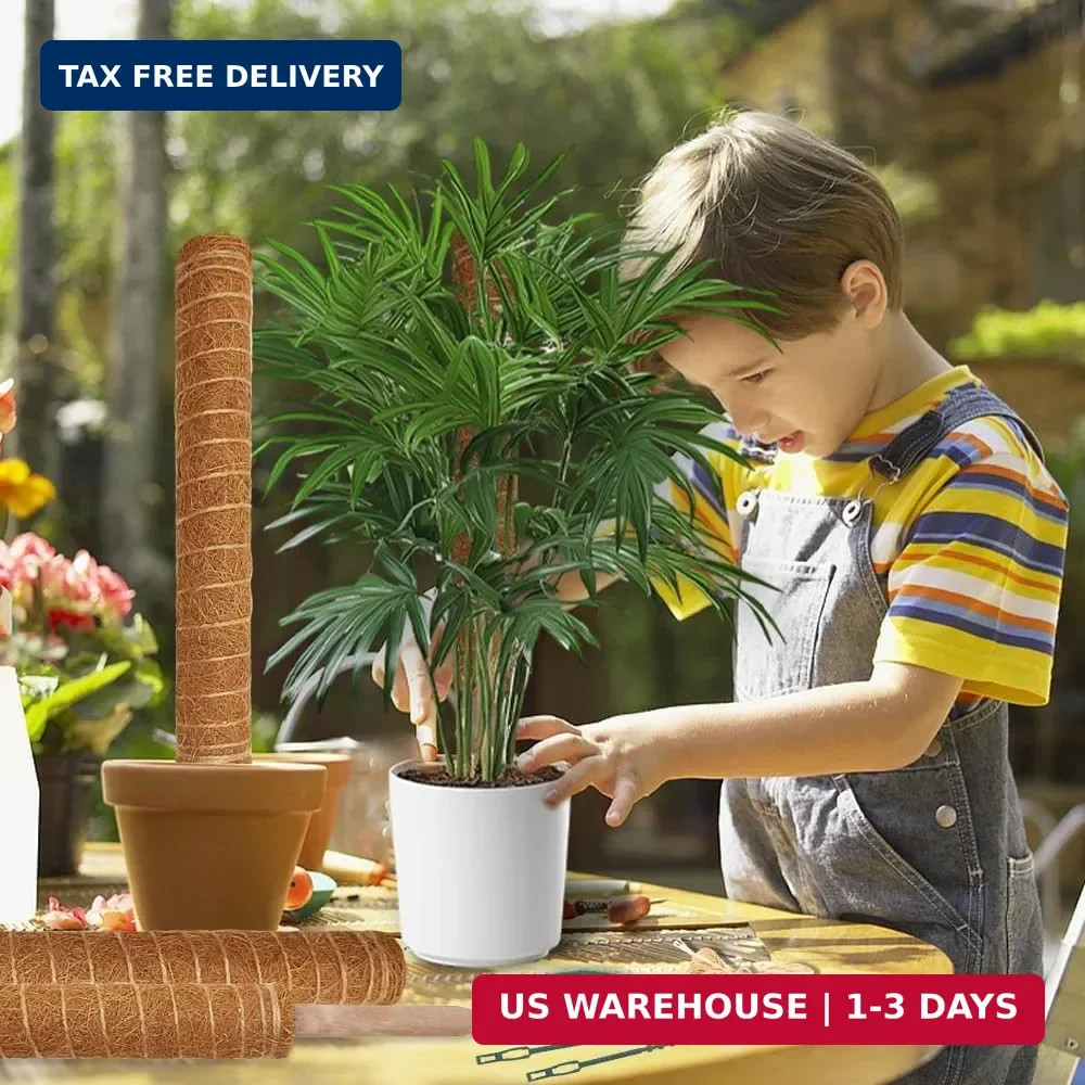 Moss Pole Monstera Plant Support: 4 Pack 16 inch Stackable Coco Coir Moss Totem