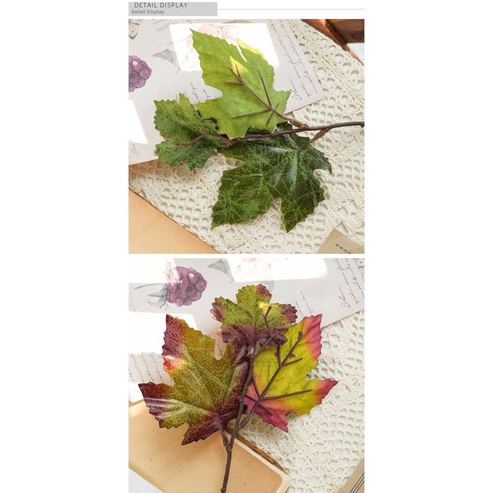 5pcs Artificial Maple Flower Bouquet for Living Room Bedroom Office Decor