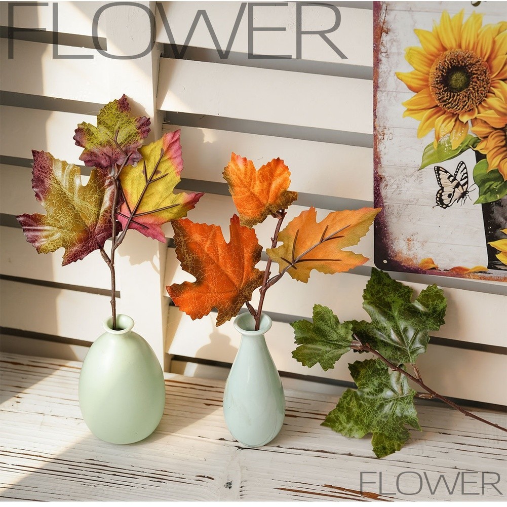5pcs Artificial Maple Flower Bouquet for Living Room Bedroom Office Decor