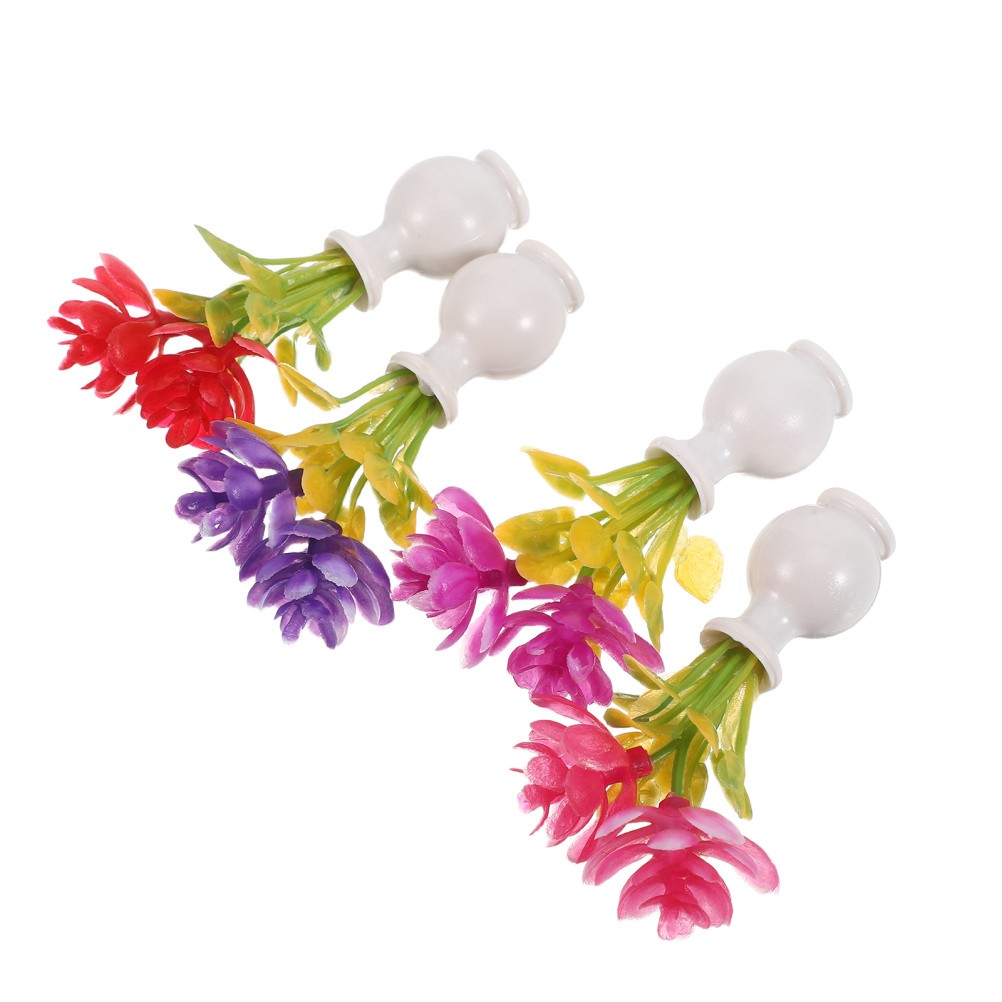 4 Pcs Dollhouse Simulated Flowers Fairy Gardens Accessory Mini Bud Vase