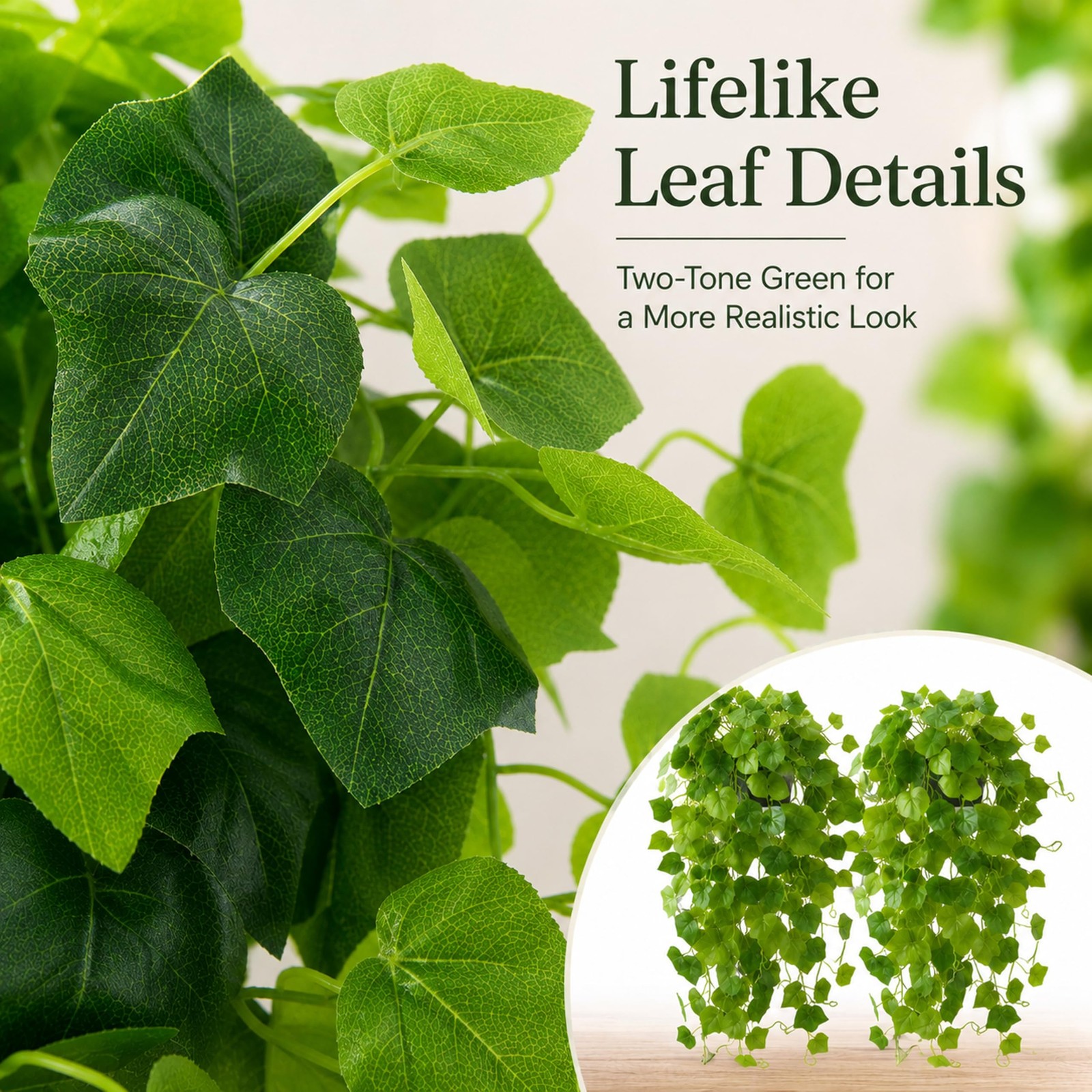 36″ Faux Hanging Ivy Plants in White Pots, 2 Pack Fake Pothos Artificial Hang…