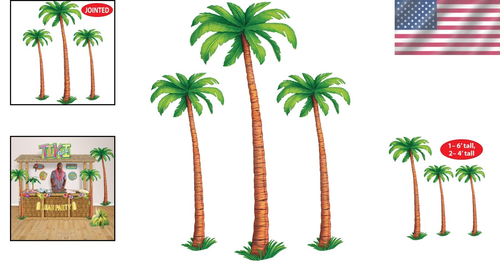 Tropical Palm Tree Cutouts – Luau Wall Decor, 3-Pack