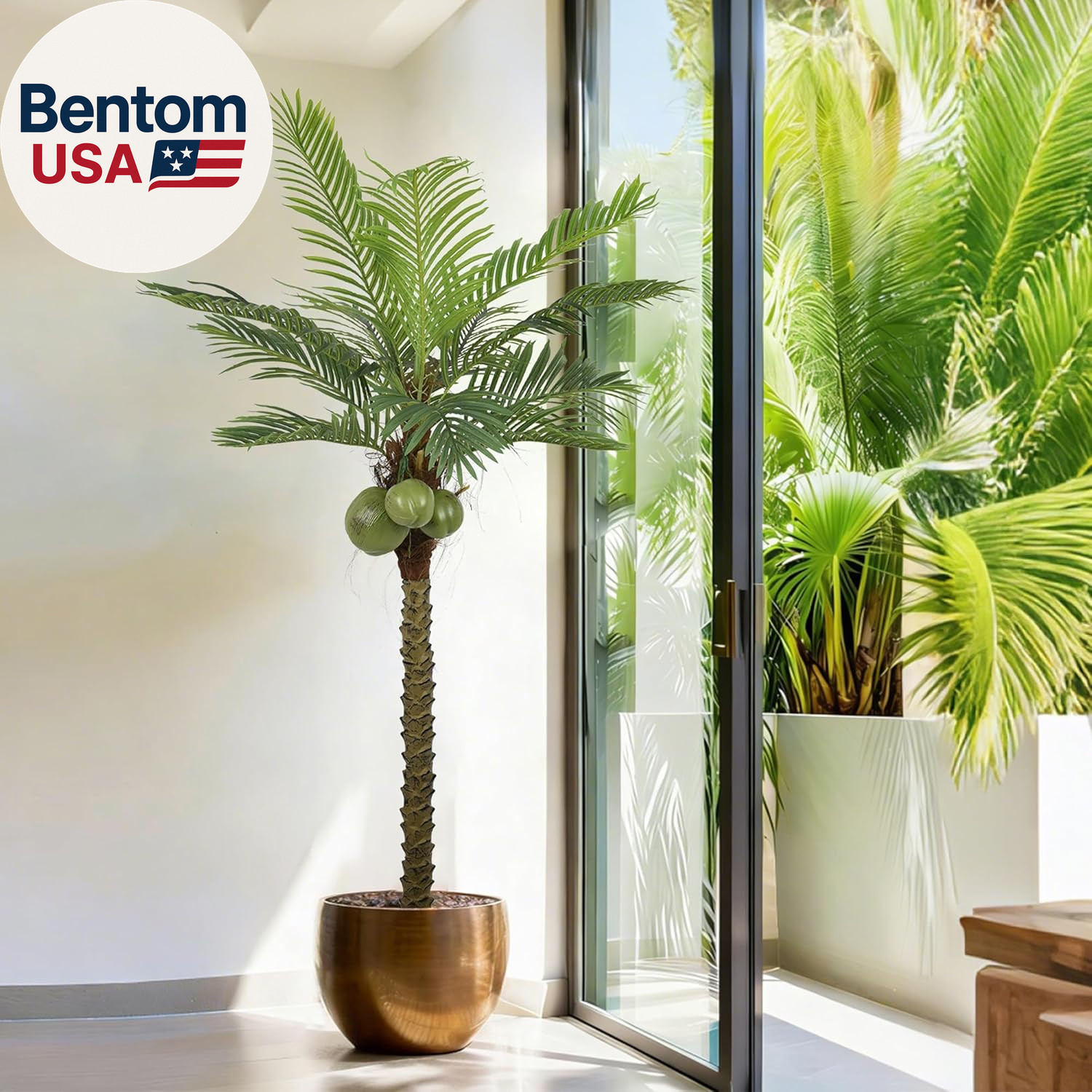Artificial Phoenix Palm Tree 6.5FT Tall Large Faux Coconut Trees with Realistic