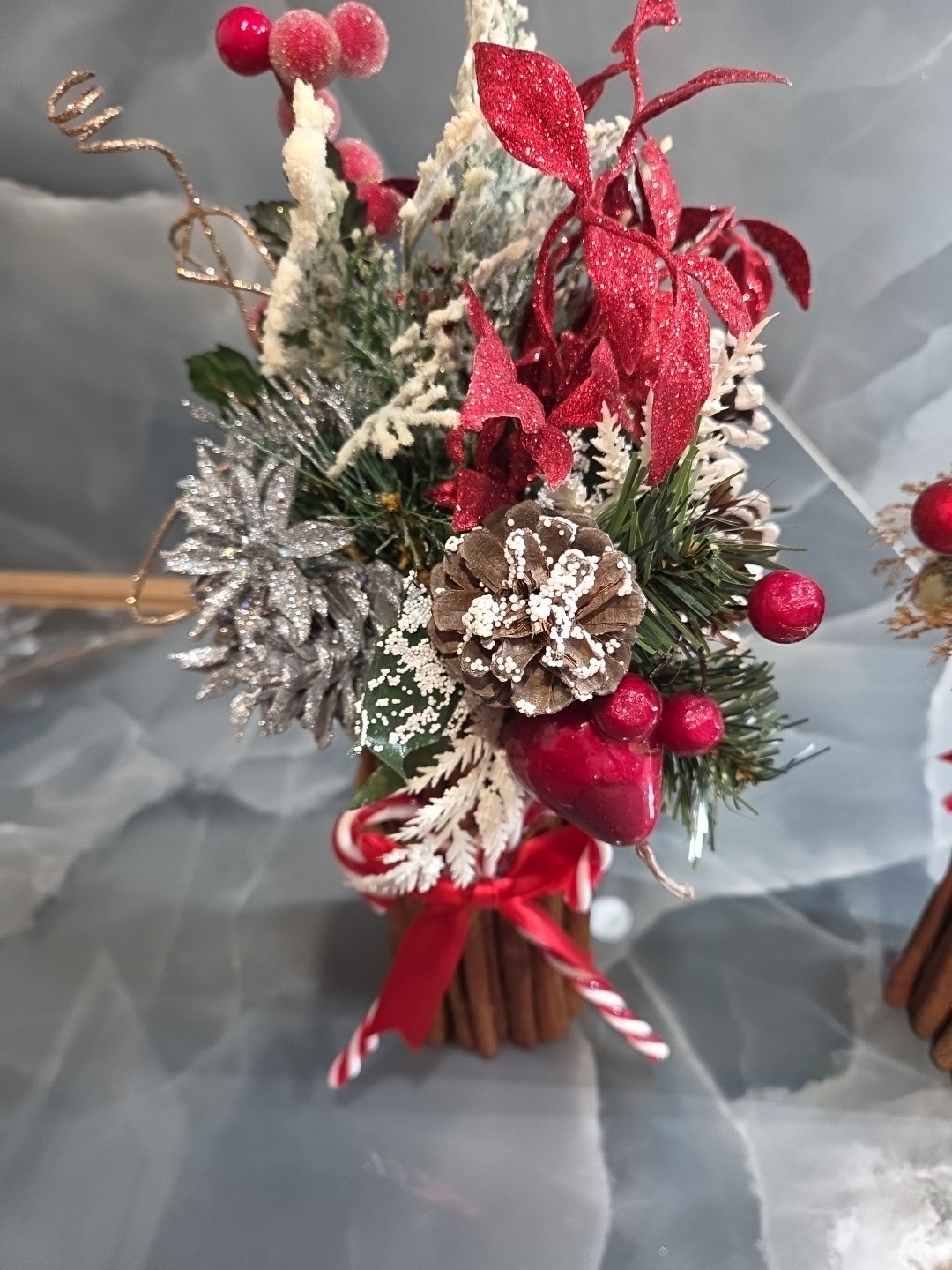 Christmas Candy Cane-Cinnamon Sticks-Floral Arrangement Table Decor 14″Tall(Set)