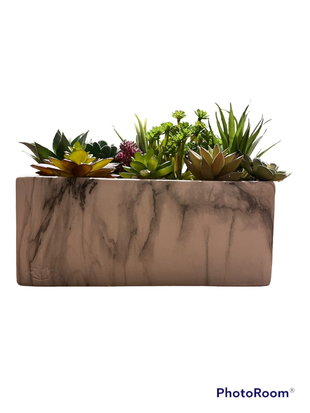 GreenBoxx Ceramic-Marble Artificial Succulent Planter Arrangement Garden 11 Pcs