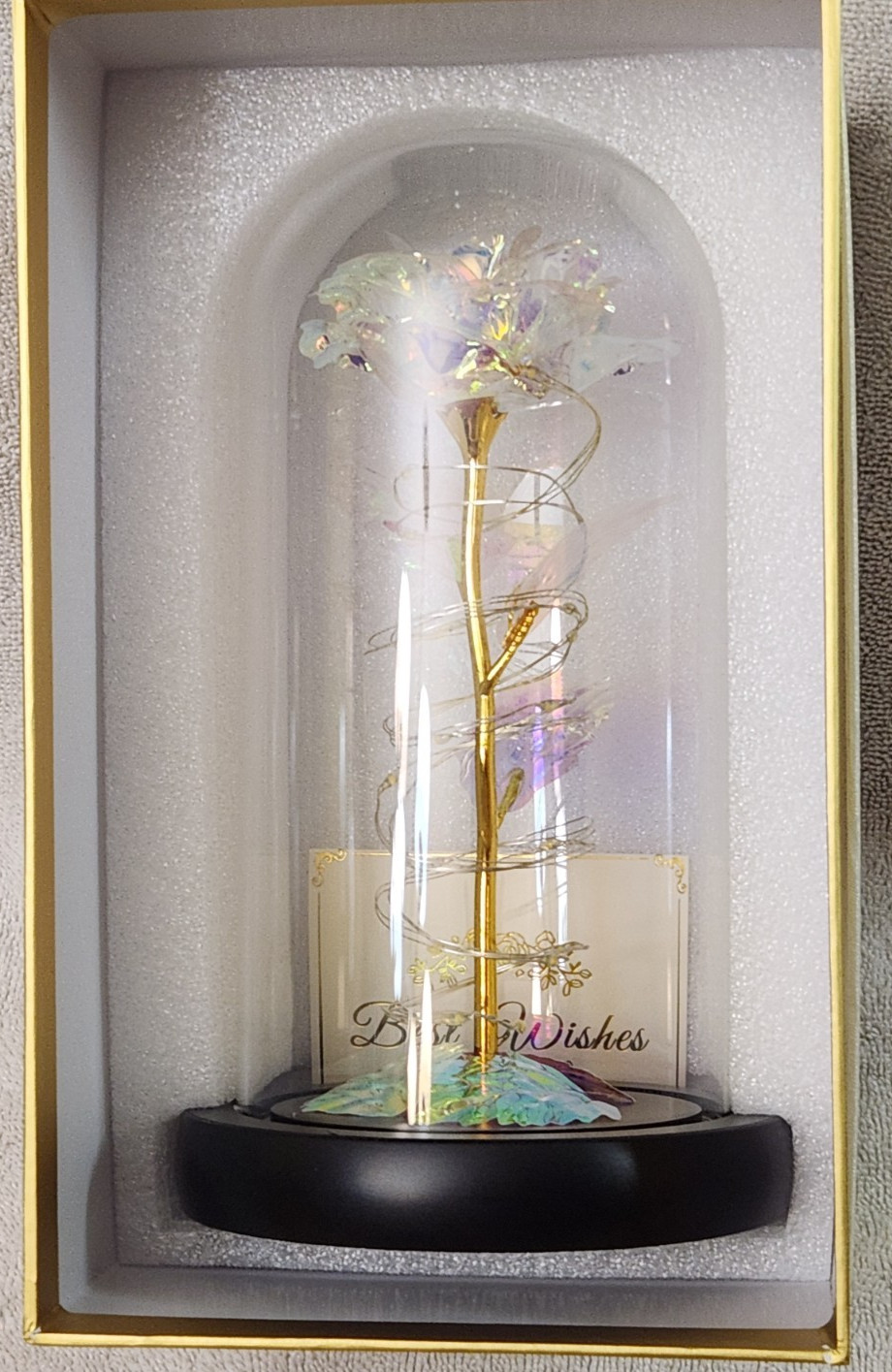 Rose Of Love In Glass Dome /w Led Lighted Rose Wedding Valentine Gifts