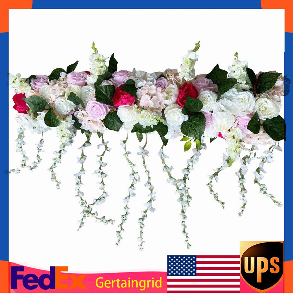 Artificial Silk Rose Flower Backdrop Wedding Row Decor Floral Wall Arrangements