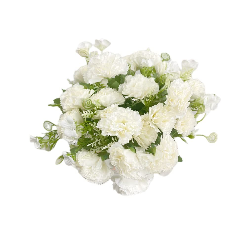 3 Bunches Bouquet of Artificial Silk Flower White Carnations,11“ Bouquet and …