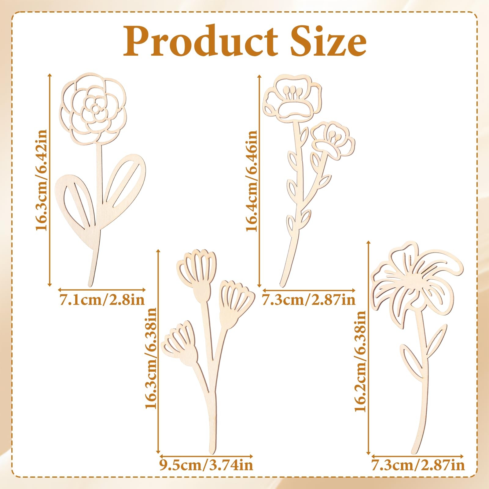 16Pcs Wooden Flowers, Wood Wildflower Decor Set, Wooden Flowers for Crafts Wo…