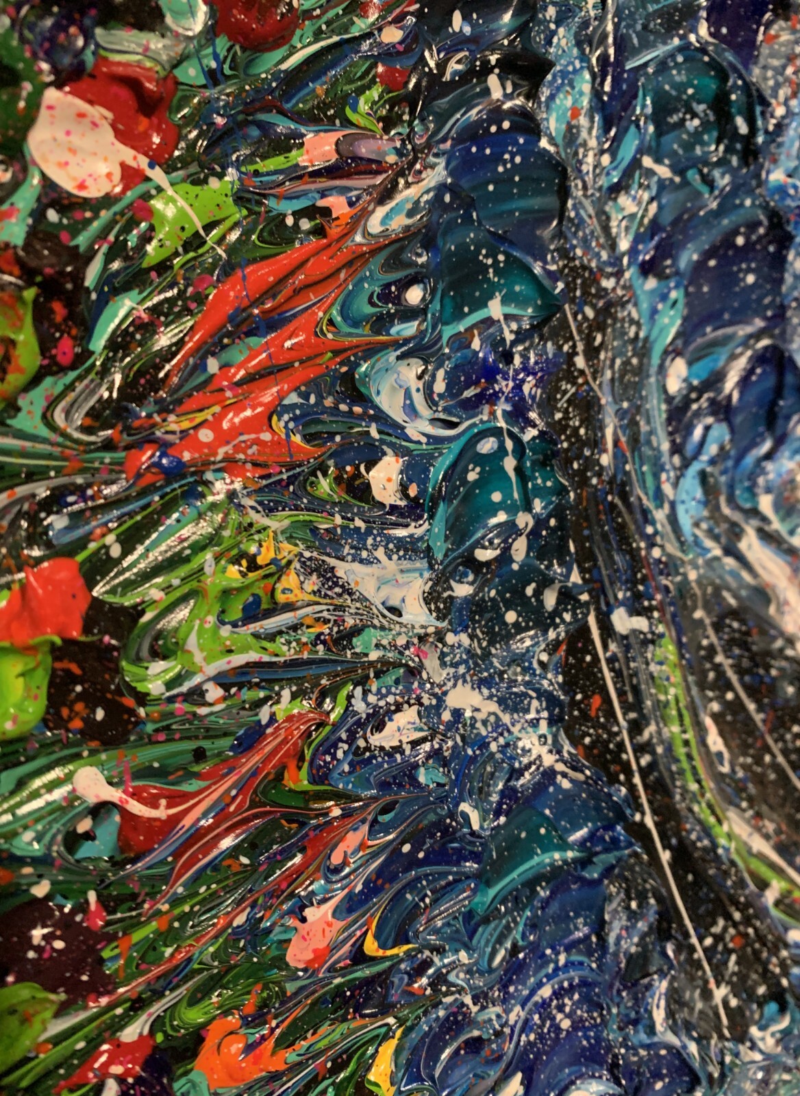 Original 14×14” Abstract Thick Texture Seascape Flower Painting by Laura Stovall