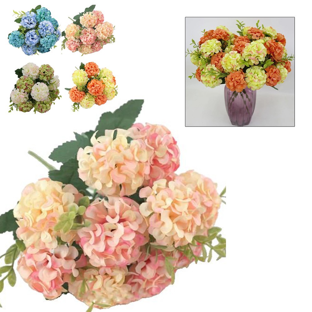 1PCS 10 Flower Head Hydrangea Fake Flowers Luxury Bouquet Wedding Decoration
