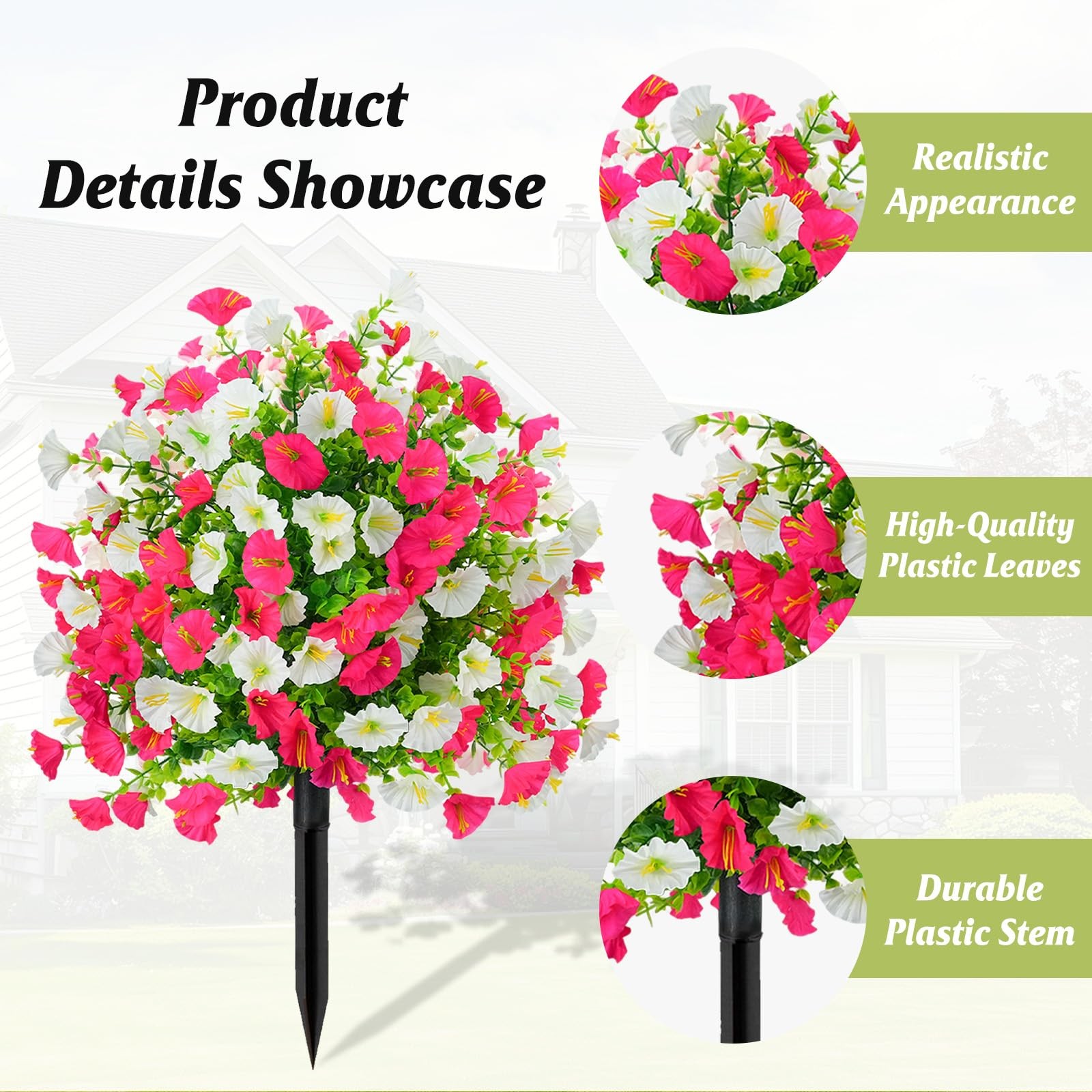 Artificial Morning Glory Topiary Trees, 1 Set of Silk Colorful Resistant Real…