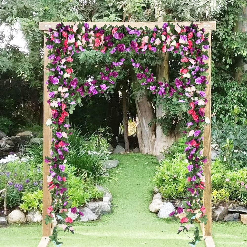 Vibrant Floral Garland Decorations – 8 Pack, Ideal for Every Celebration