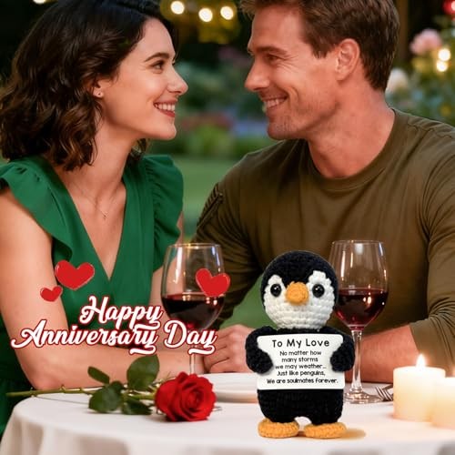 To My Love Handmade Crochet Penguin-Gifts for Him Her Boyfriend Girlfriend