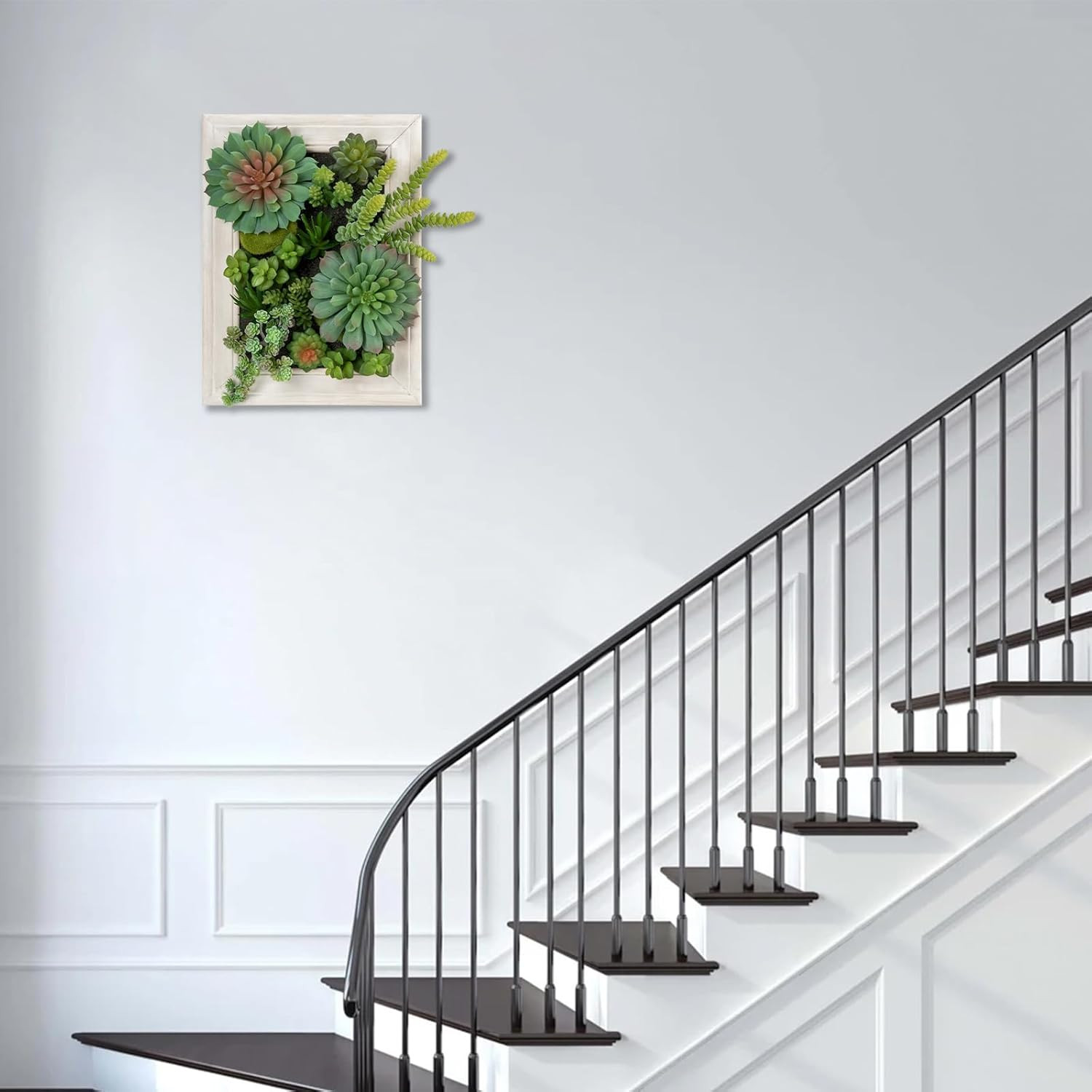 Hollyone Artificial Succulents Hanging Plants Large Rectangle Wall Shelves Fake