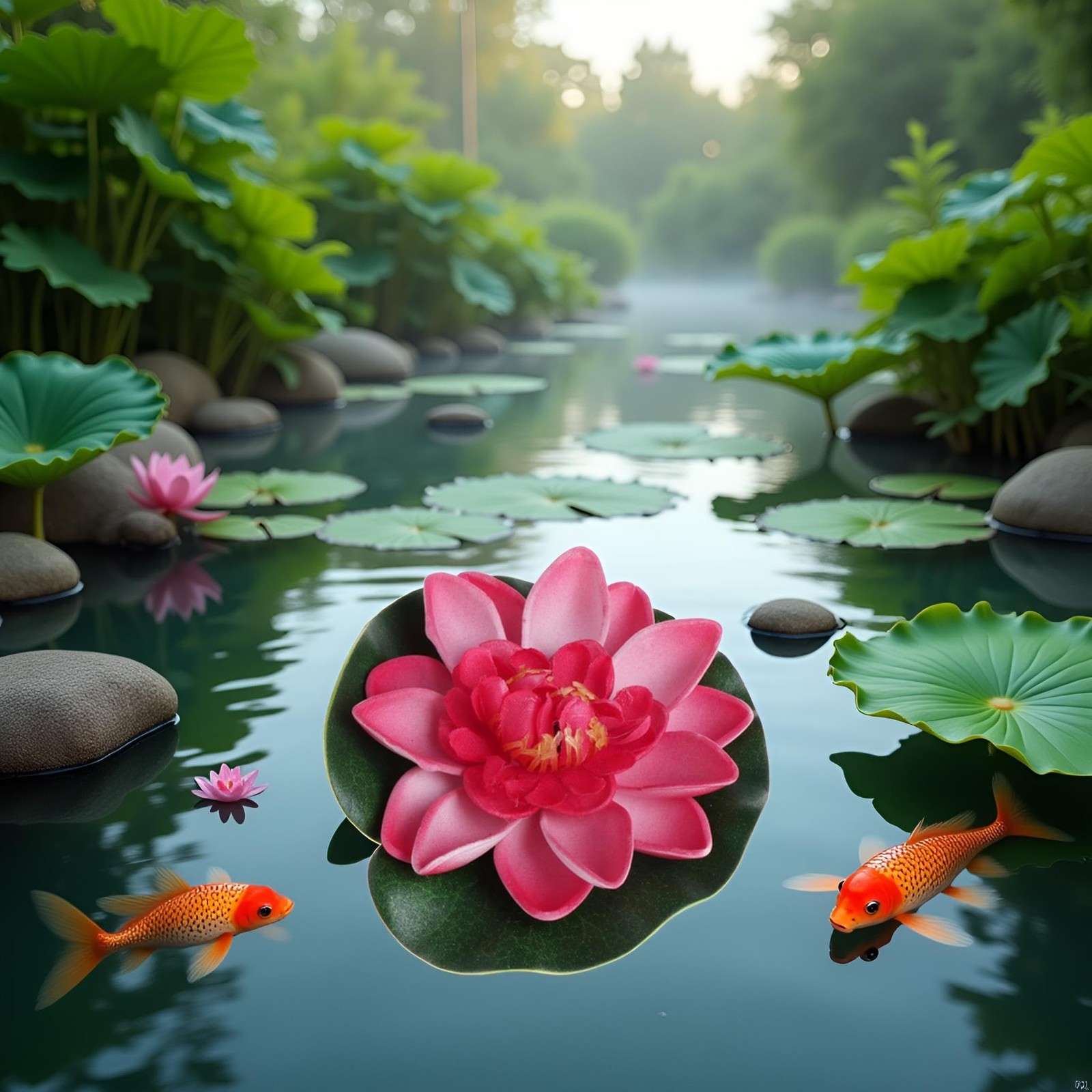 Light Pink Fake Floating Flowers Lotus Water Lily Plants Garden Tank Pond Dec…
