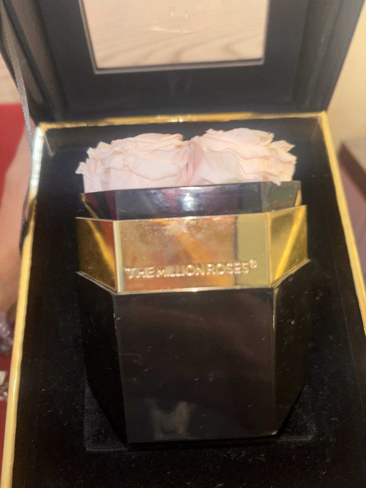 The Million Roses square black box with pink roses design