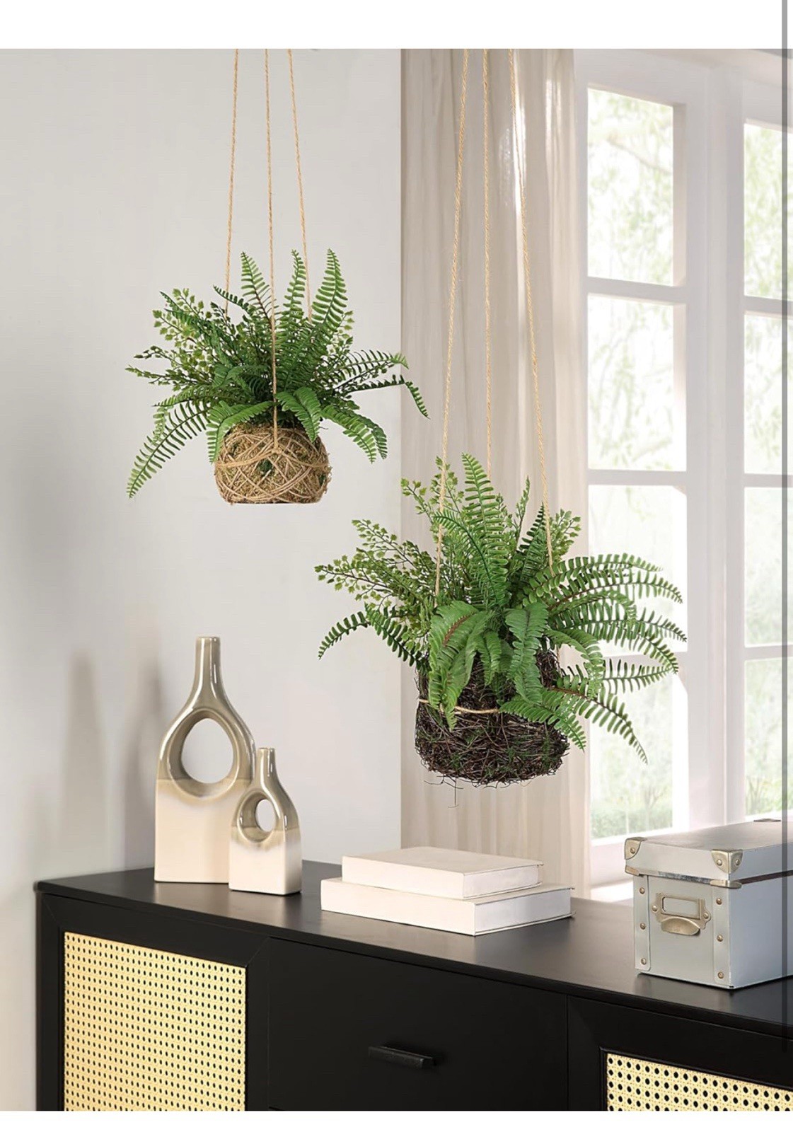 Artificial Boston Fern Plants Bushes Faux Plants Shrubs Greenery for House,
