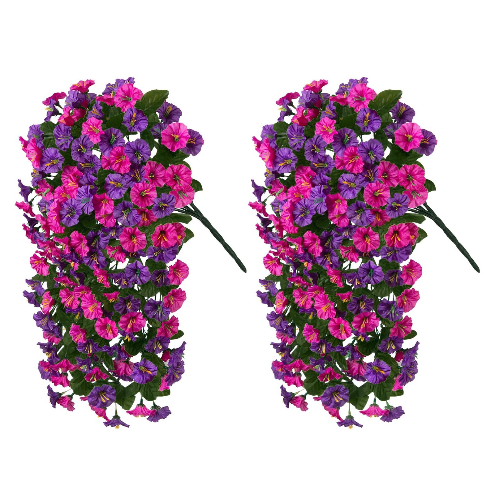 Artificial Fake Hanging Flowers Plants for Outdoor Outside, 2PCS Faux Silk Mo…