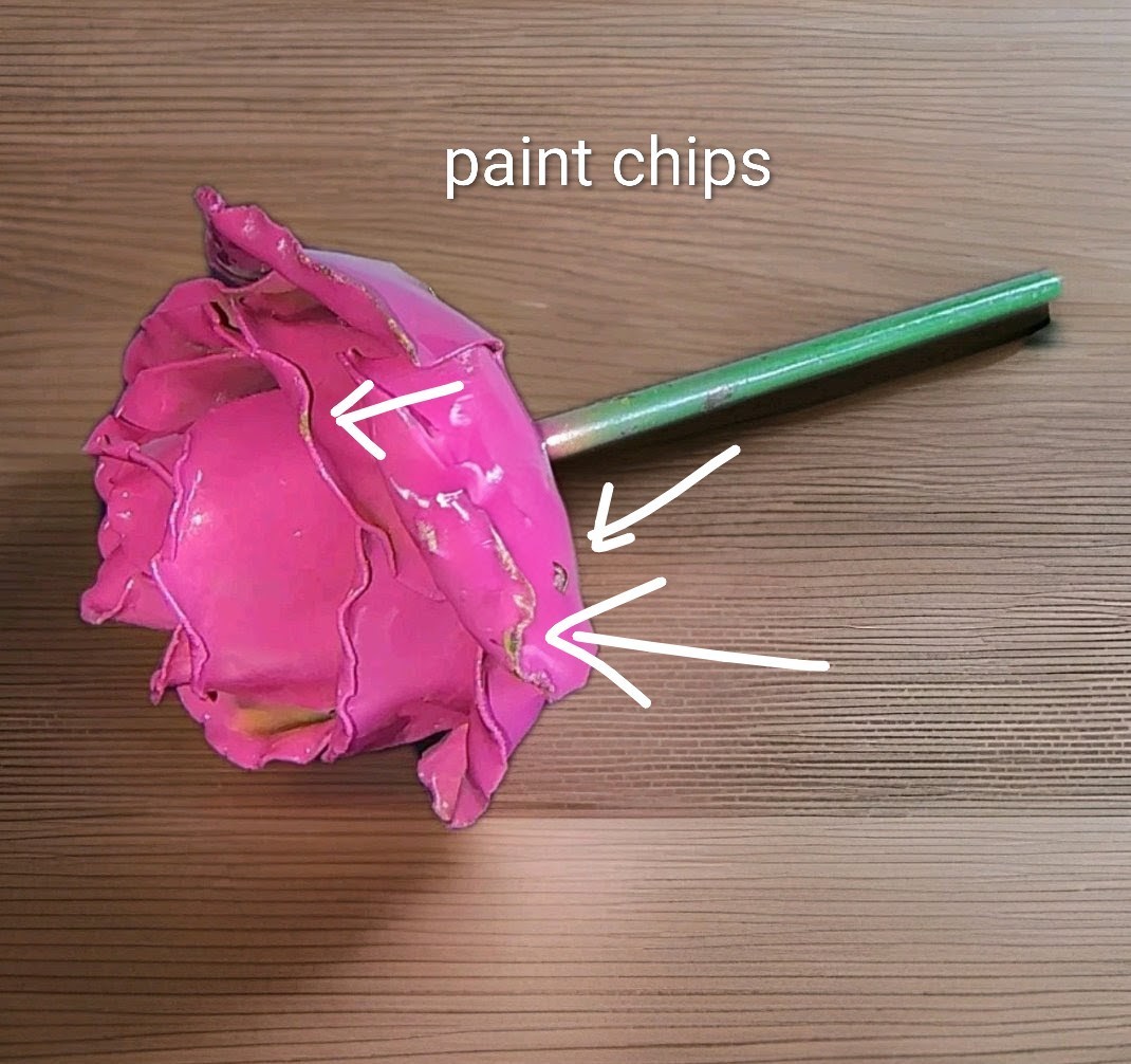 HandCrafted Pink Metal Art Rose Stem 10.5″ Decor