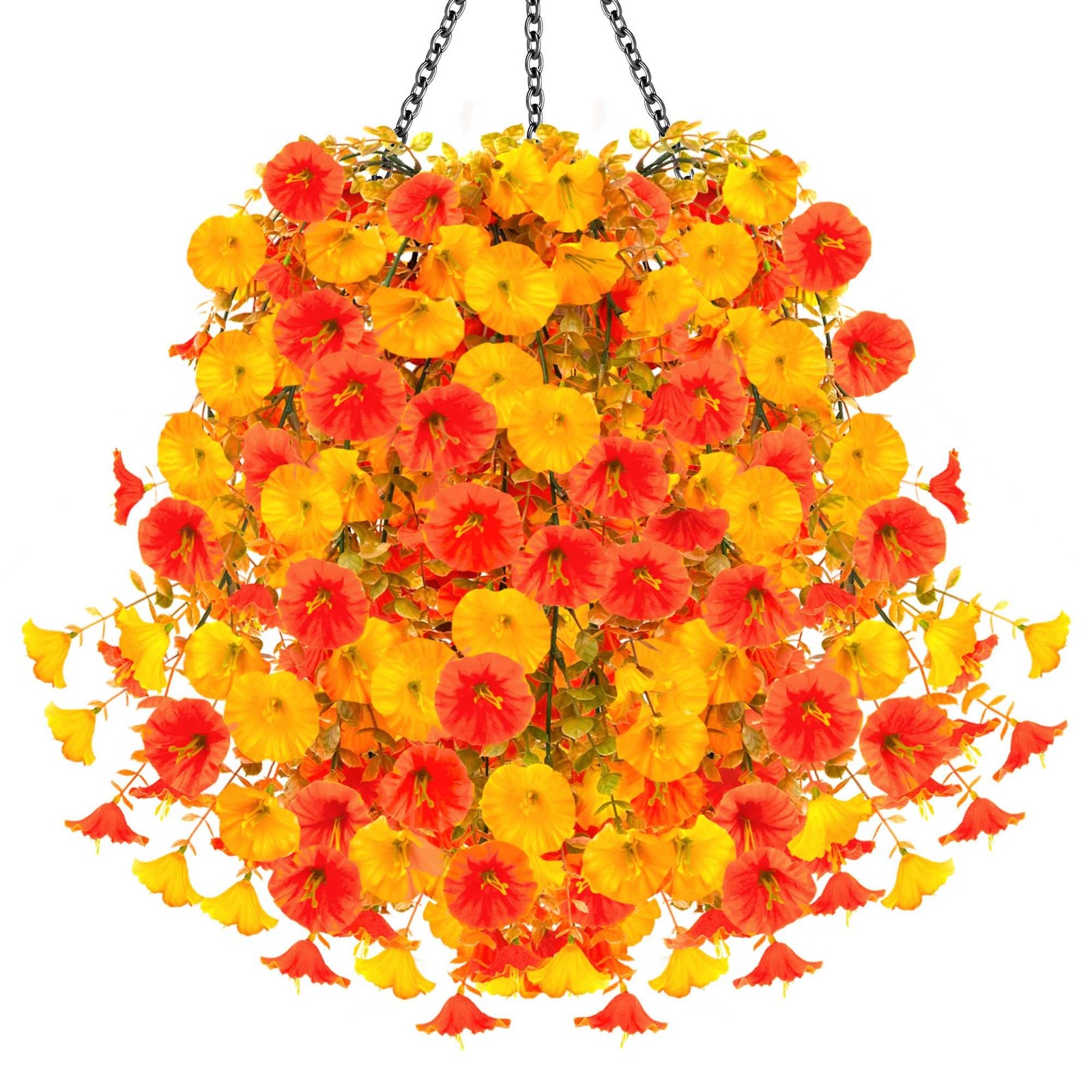 2PCS Artificial Hanging Flowers Outdoors fake mums Plants Garden Home Decorat…
