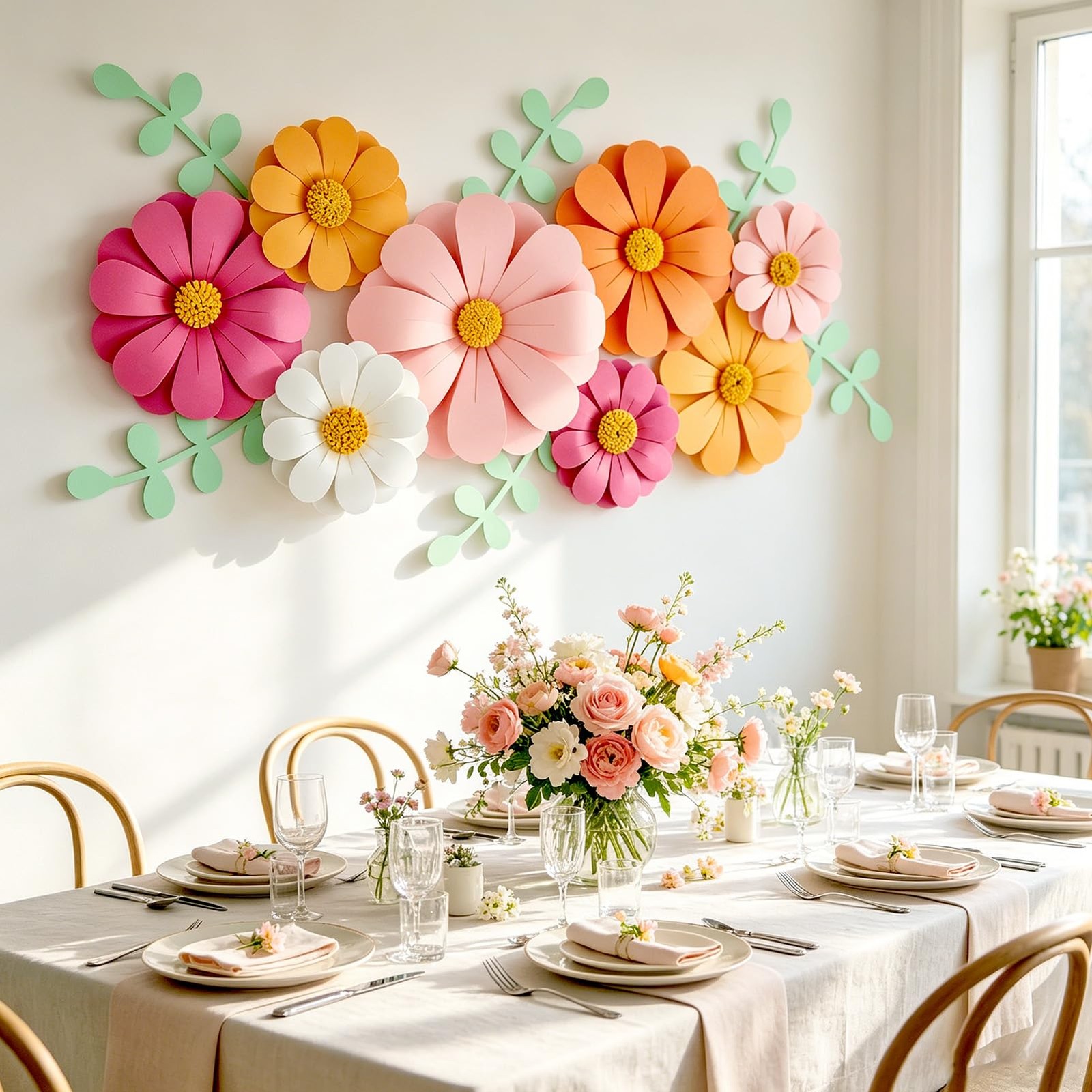 1 Kit Daisy Paper Flowers Party Decorations Wall Hanging Backdrop Decor
