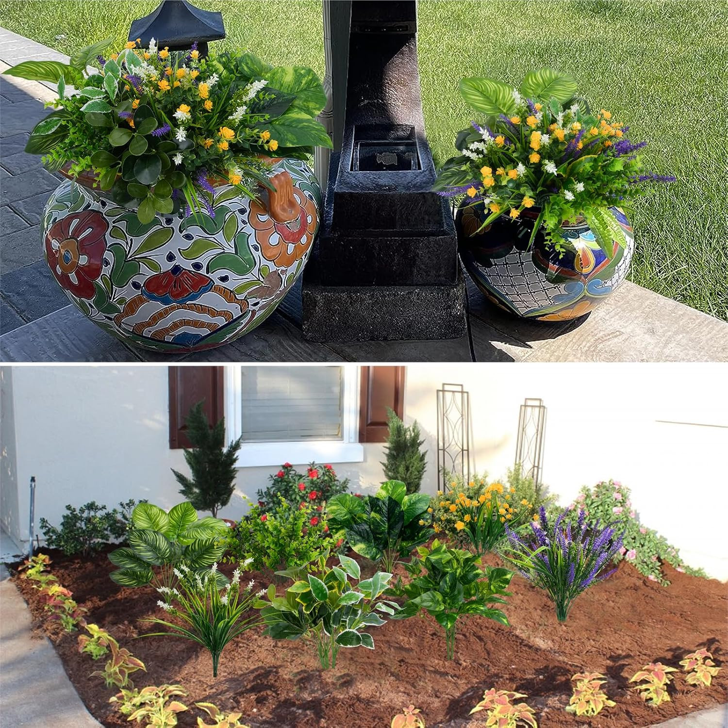 19 Bundles UV Resistant Faux Plants for Outdoor Decor – Greenery & Flowers