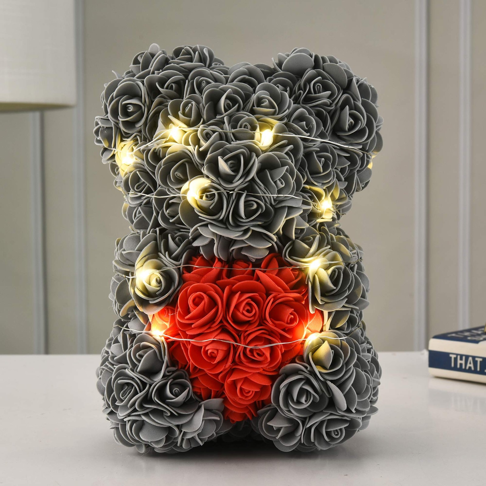 Rose Flower Bear – Hand Made Rose Teddy Bear, Best Artificial Decoration Gift…