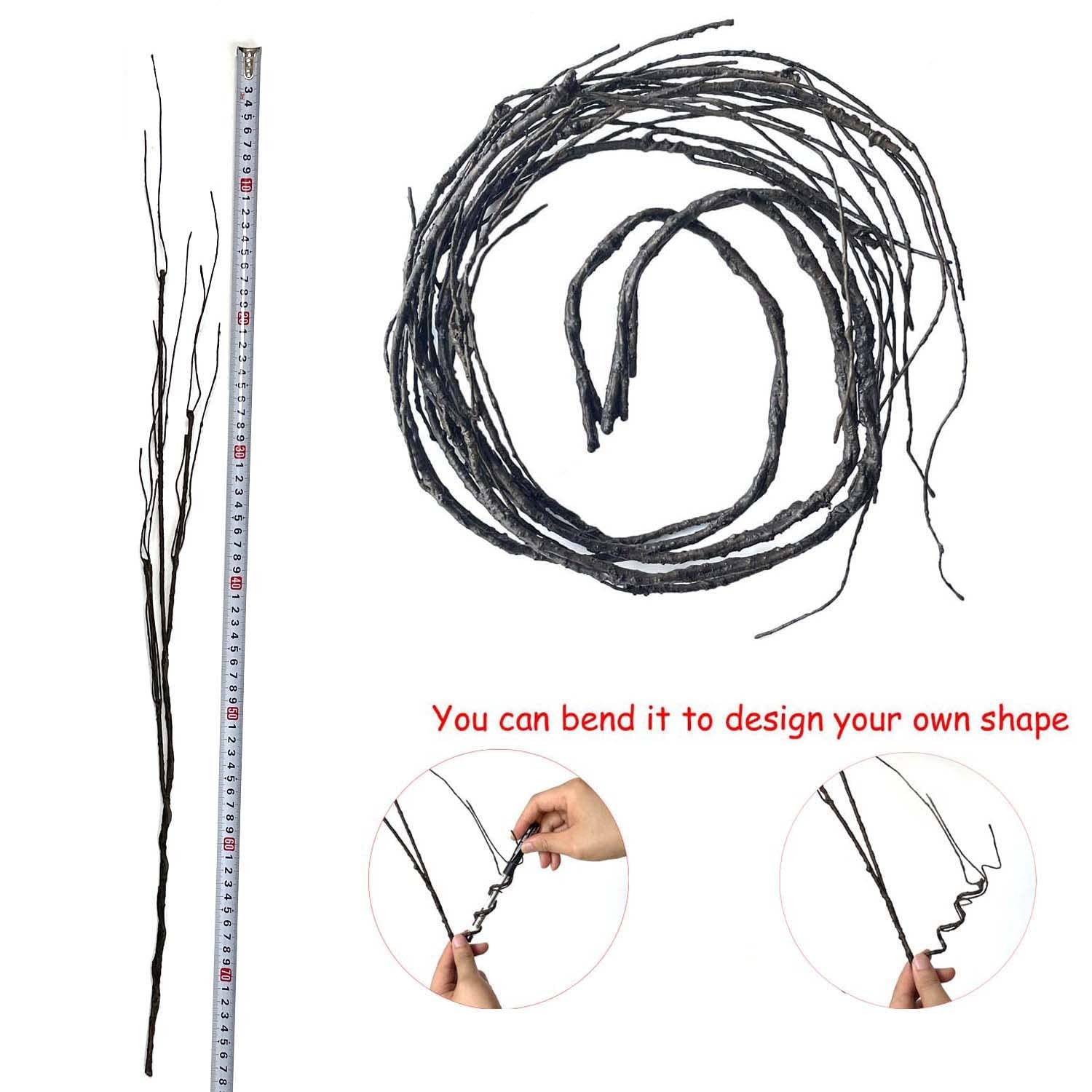 10pcs 30.7 Inches Lifelike Dry Curly Willow Branches Bendable Iron Wires Artific