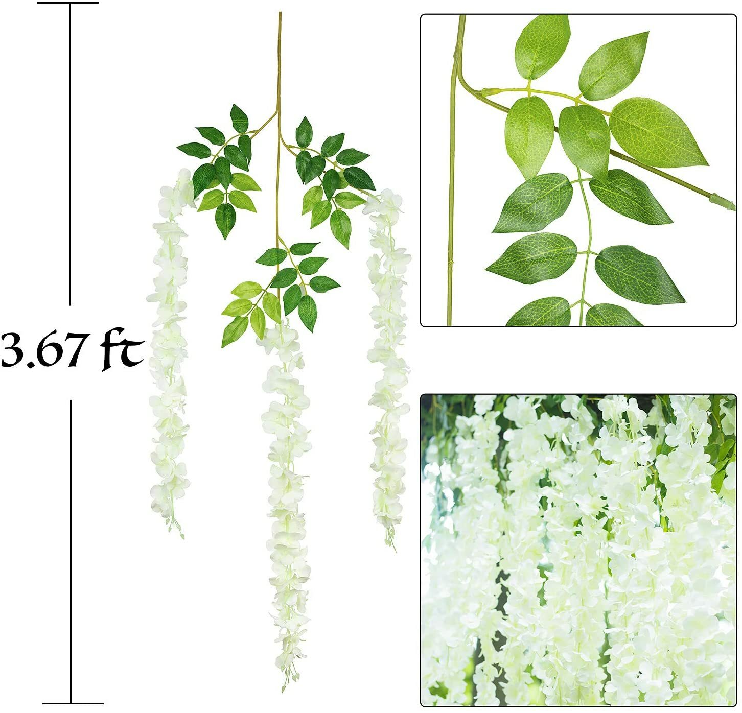 Artificial Wisteria Vine Garland Fake Flower Plants Garden Wedding Hanging Decor