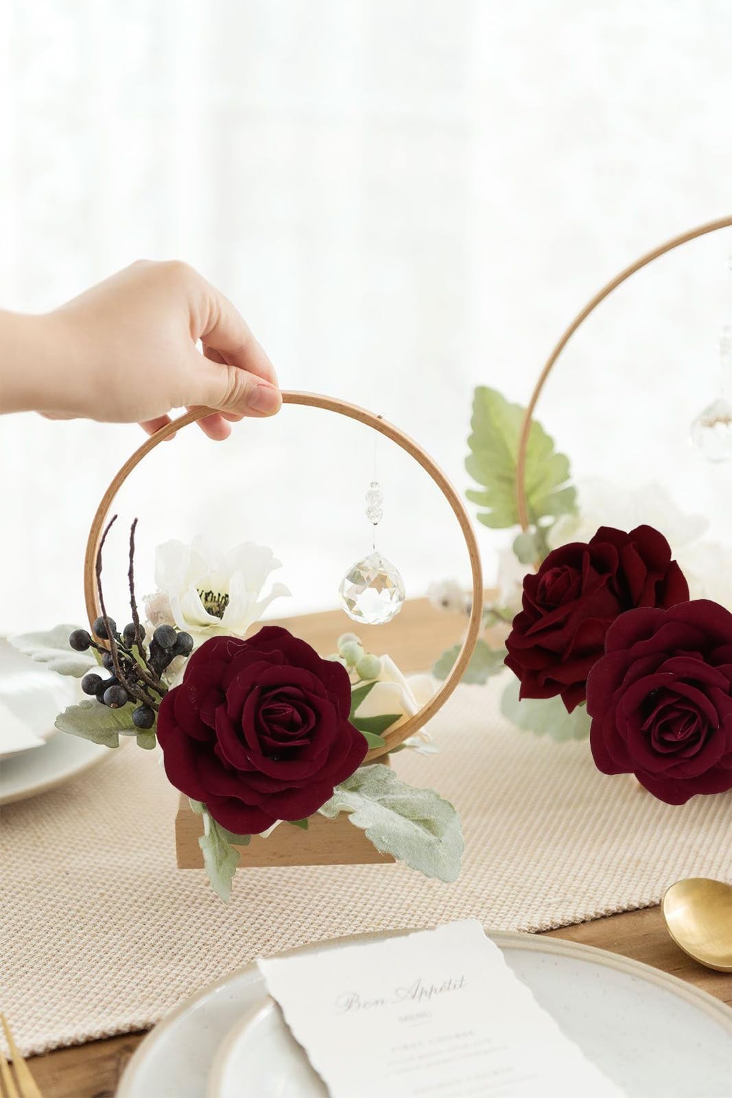 25 PCS Rose Artificial Flower Heads 7 CM 2.75 In Velvet Burgundy Wedding DIY