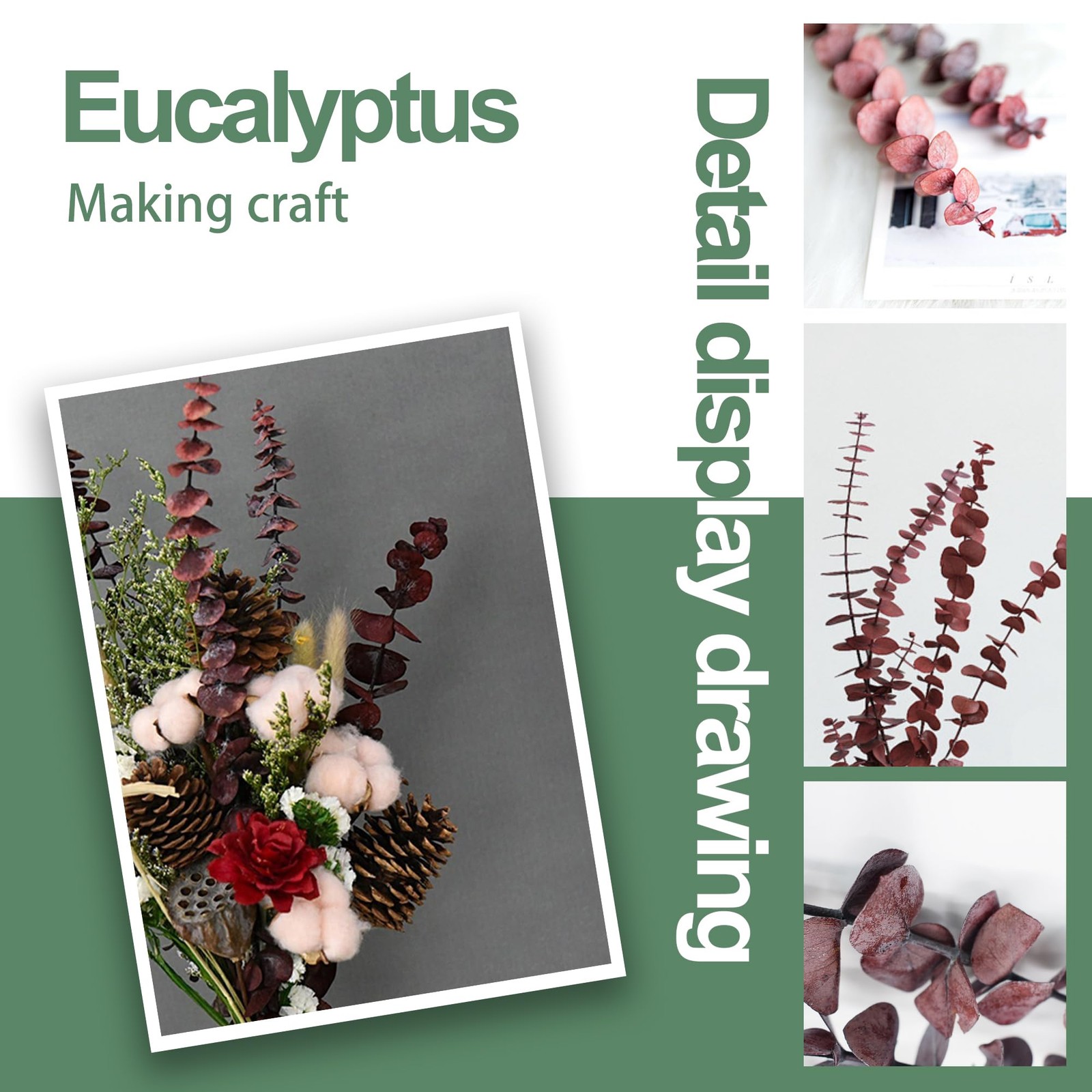 (20Pcs) Dried Eucalyptus Stems – Red, Fall Decorations for Home, Real Long Eu…