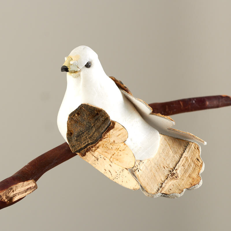 Set of 10 Natural Bark Tail and Wing Artificial 1-7/8″ Mushroom Dove Birds