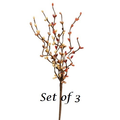 NEW PRIMITIVE Pip Berry Picks Stems IVORY RUSTY ORANGE TAN 3 PC Crafts FALL 12″