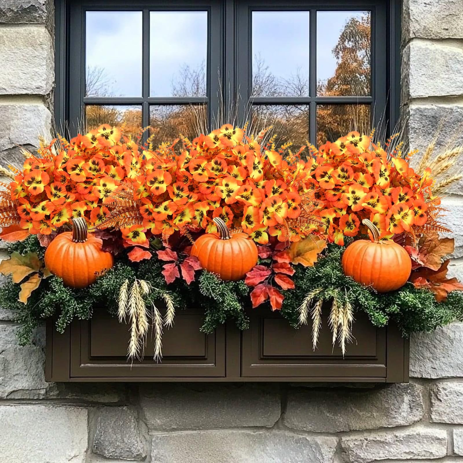 12 Bundle Artificial Mums Artificial Thanksgiving Flowers for Outdoors Fake S…