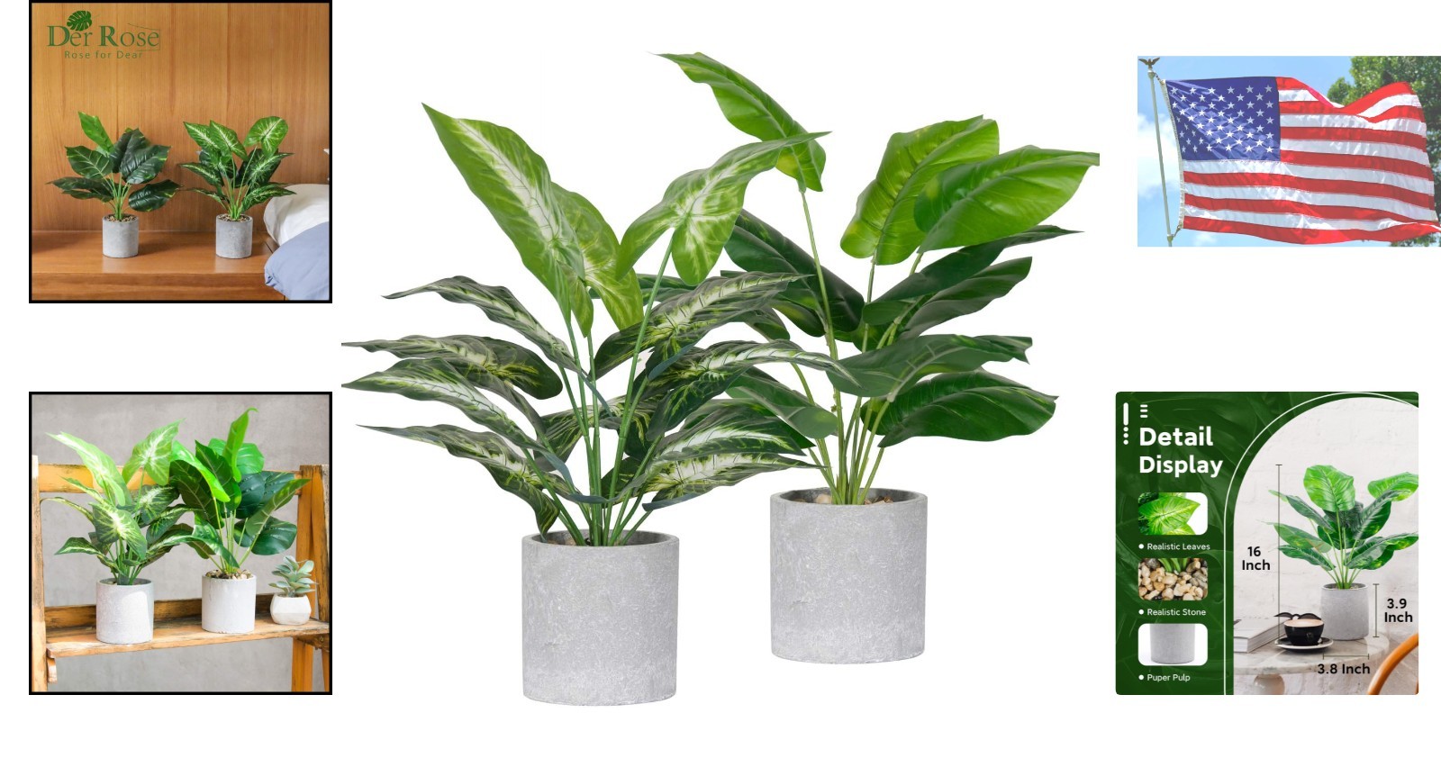 2 Pack Lifelike Faux Plants – Stylish Sage Green Indoor Decor for Home or Office