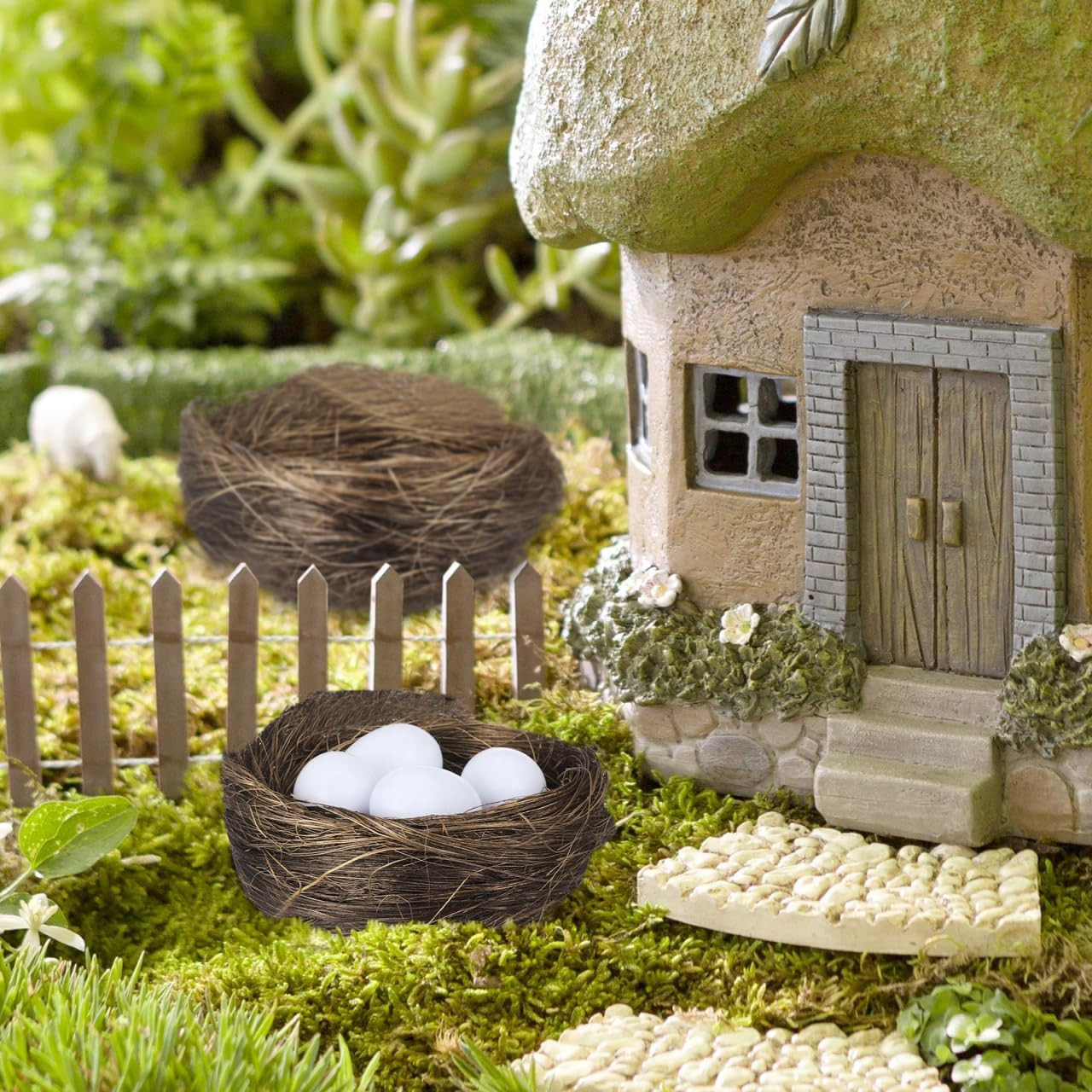 16Pcs Simulated Bird Nest Mini Artificial Bird Nest Fake Ornament for Christmas