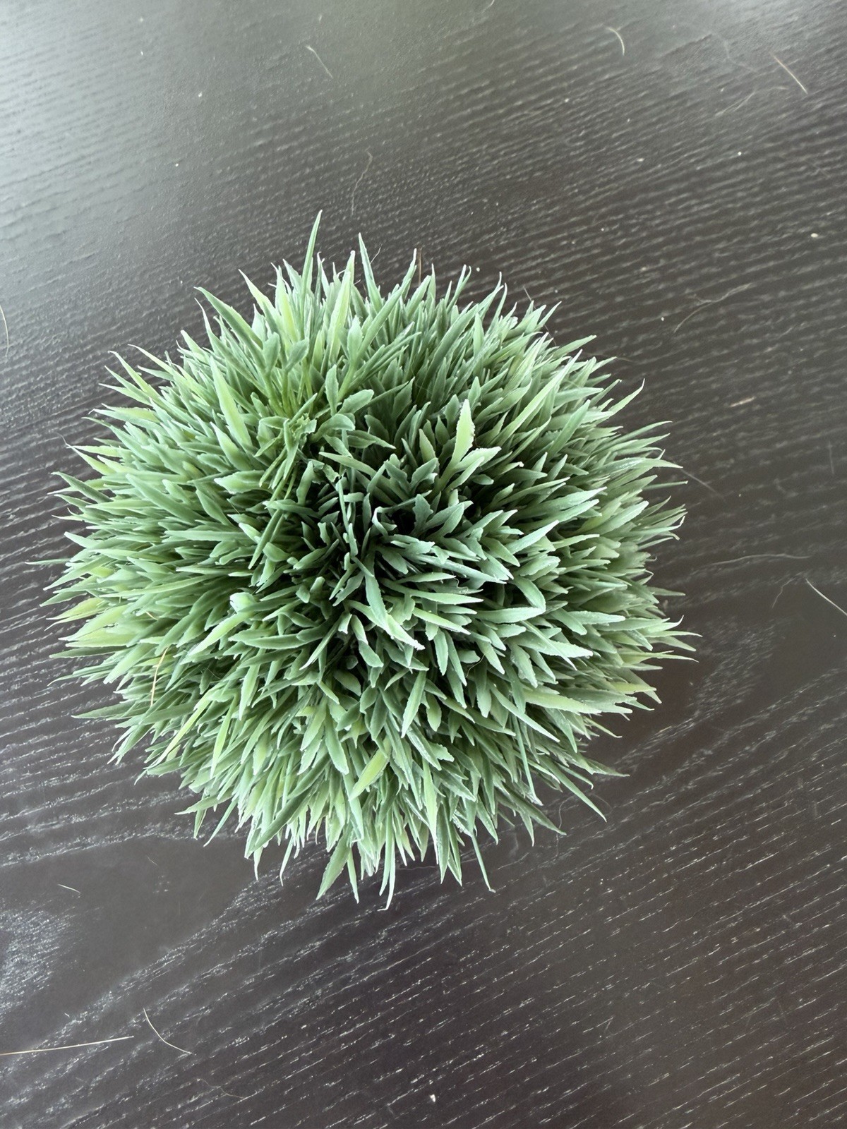 Artificial Green Grass Ball Houseplant in Round Gold Pot, 5ish in Tall