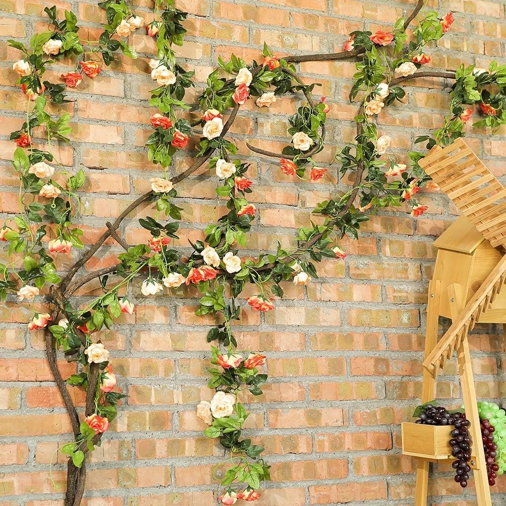 Versatile 2 Pack Hanging Rose Garland – Perfect for Weddings & Home Settings