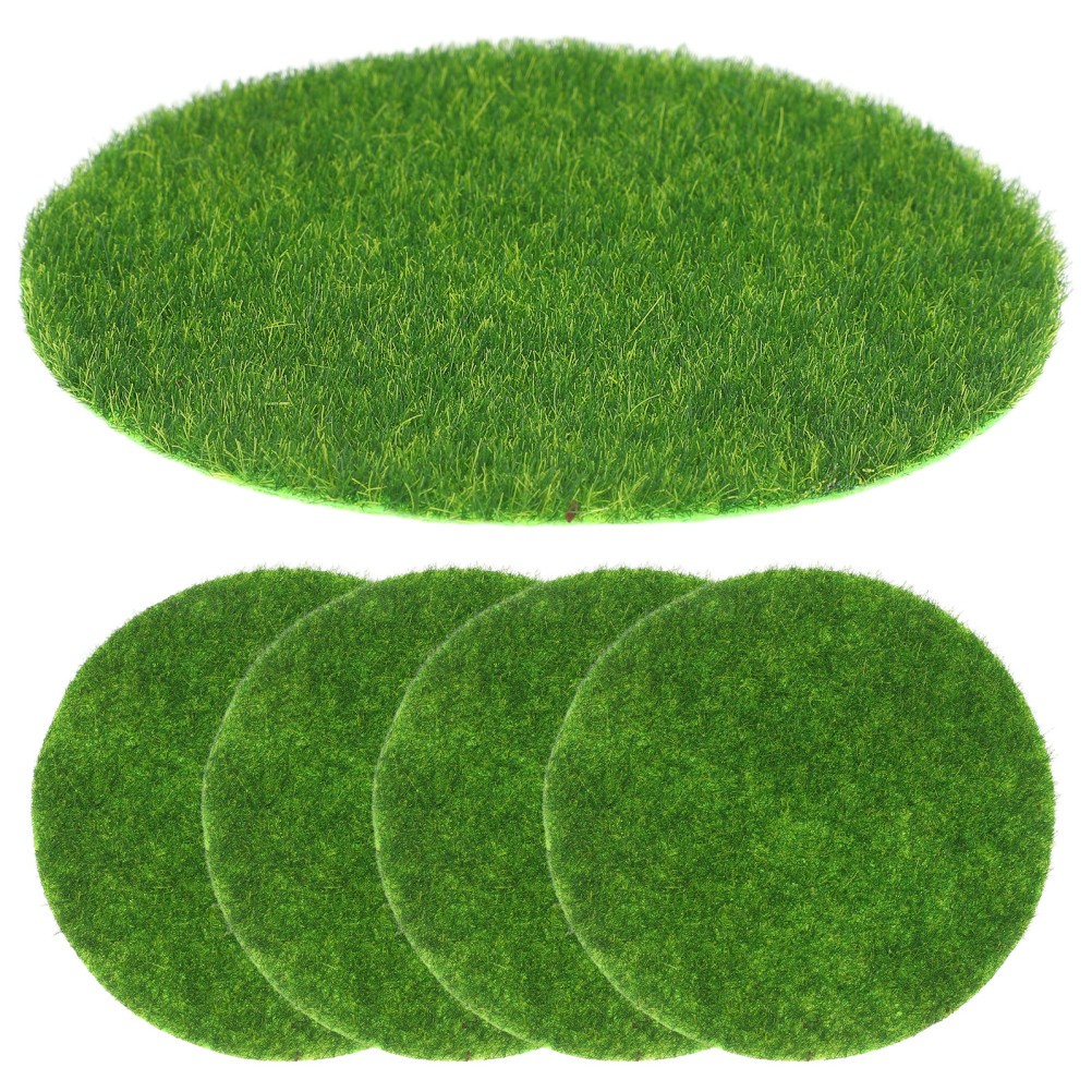 5 Pcs Artificial Mini Landscape Realistic Moss Rug Fake Grass Patio