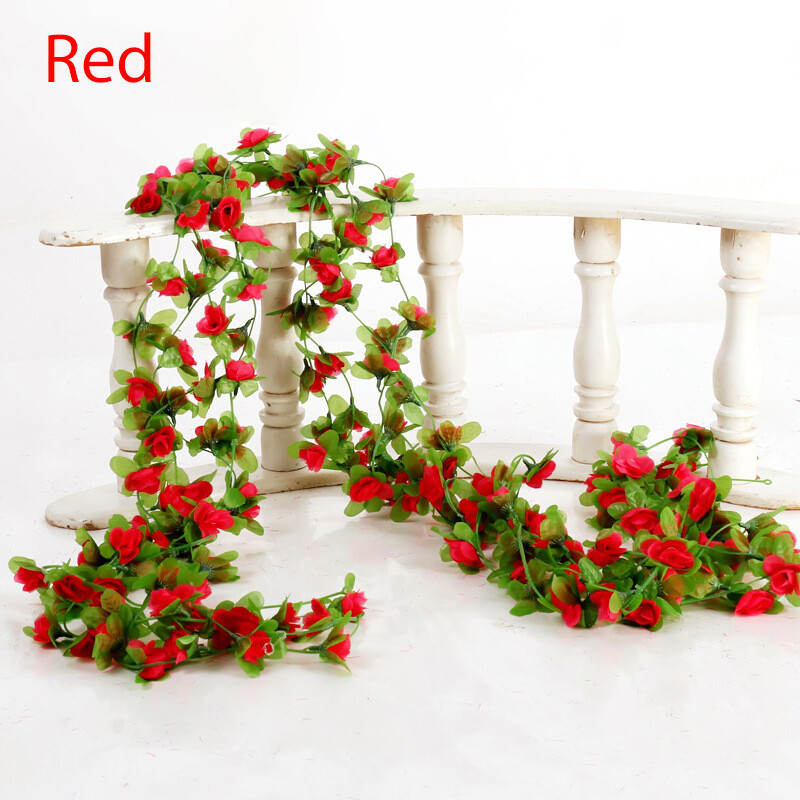 1PCS Silk Rose Artificial Flowers Vine Garland Fake Ivy Arch Hanging Fake Plant
