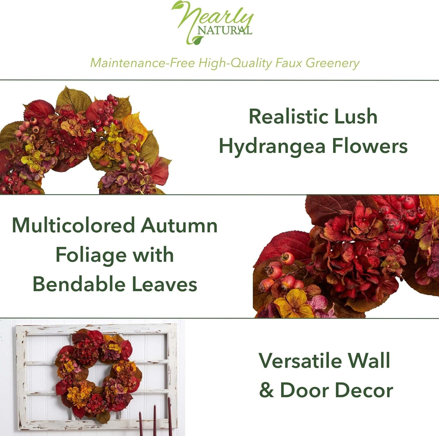 4176 24″ Fall Hydrangea Wreath Multi/Color
